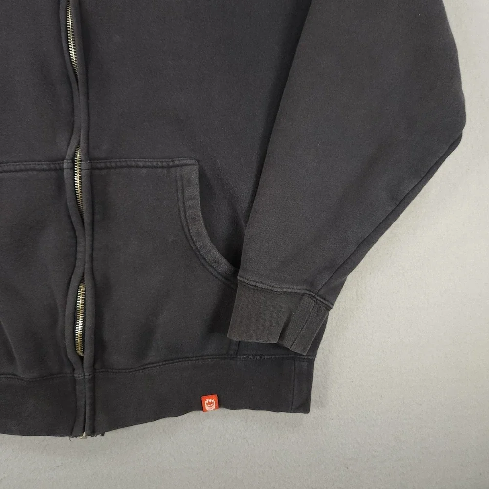 Vintage Spitfire Zip Up Hoodie Mens S Black Skate Grunge Y2k Pullover - Picture 9 of 15